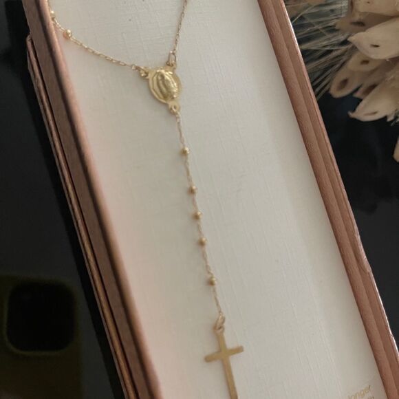 Isabella M rosary gold tone sterling silver necklace - Picture 3 of 3